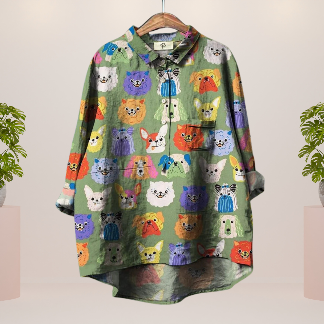 Sara™ | Trendy og moderne bluse med kunstprint