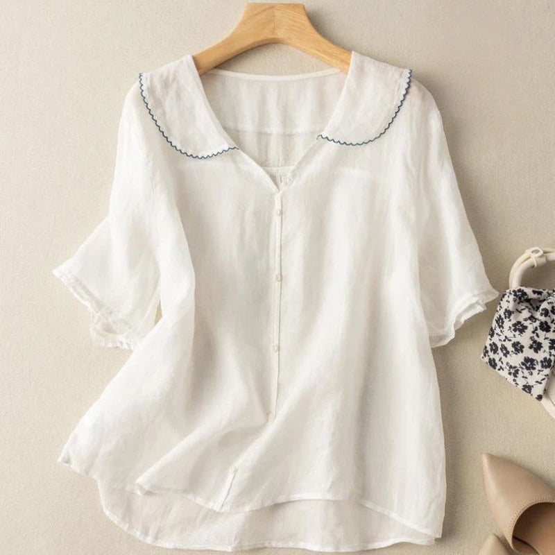 Sara™ | Luftig linnedbluse