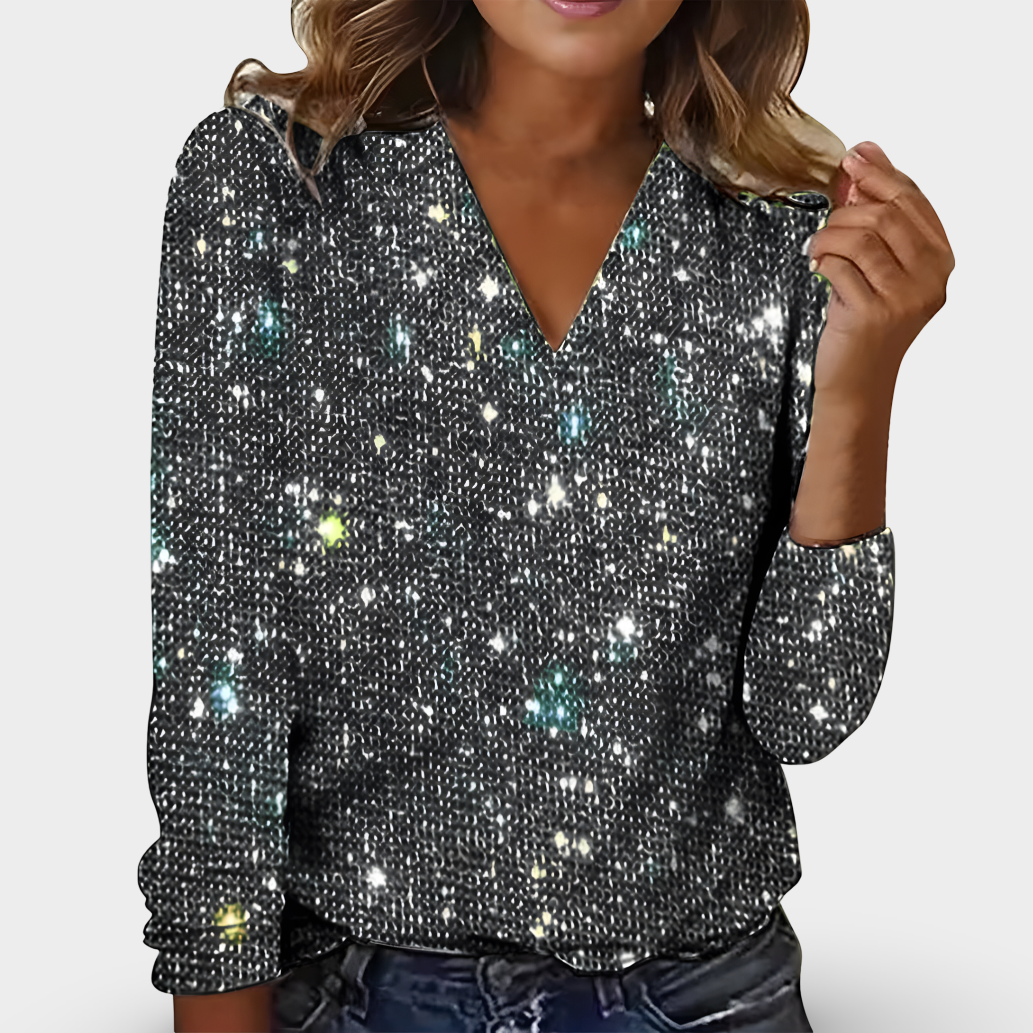 Sara™ | V-hals Diamant Bluse