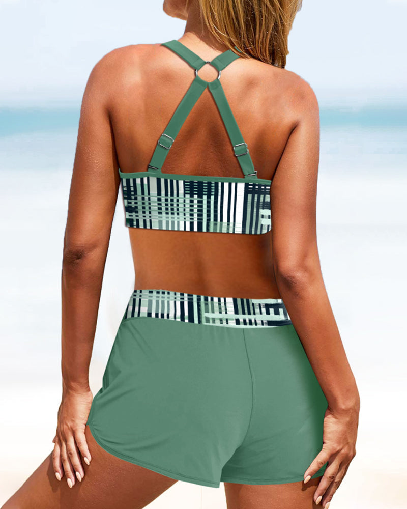 Sara™- Ribbet bikini med høj talje