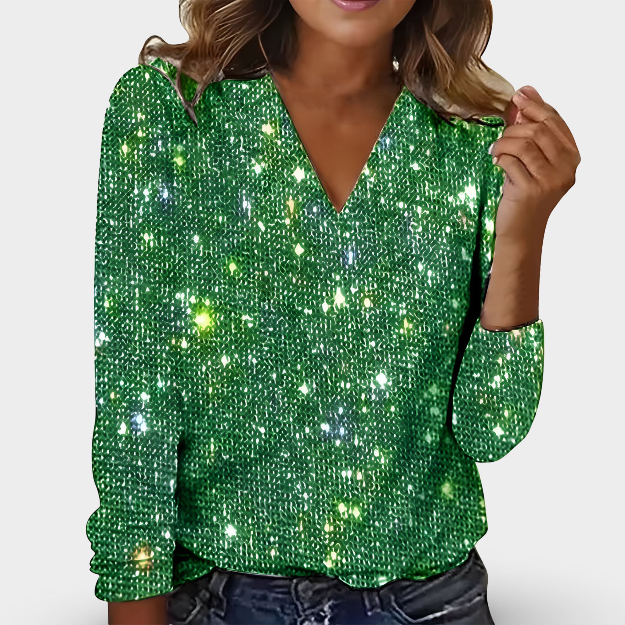 Sara™ | V-hals Diamant Bluse