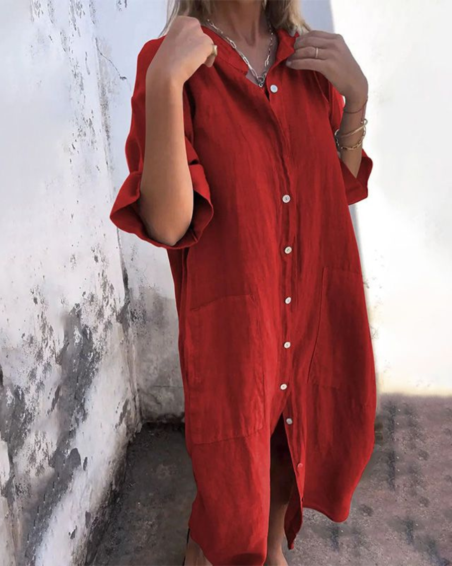 Sara™ | Ibiza Stil Casual Skjortekjole