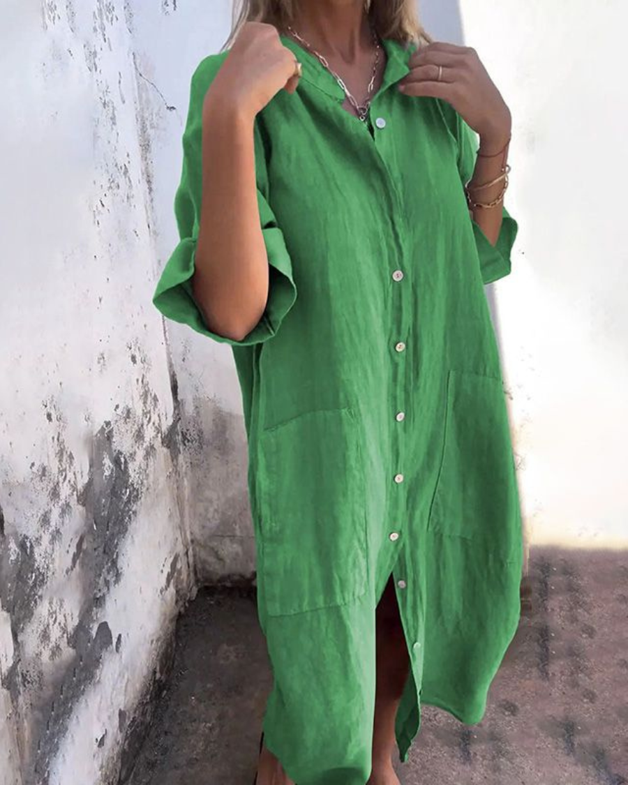Sara™ | Ibiza Stil Casual Skjortekjole