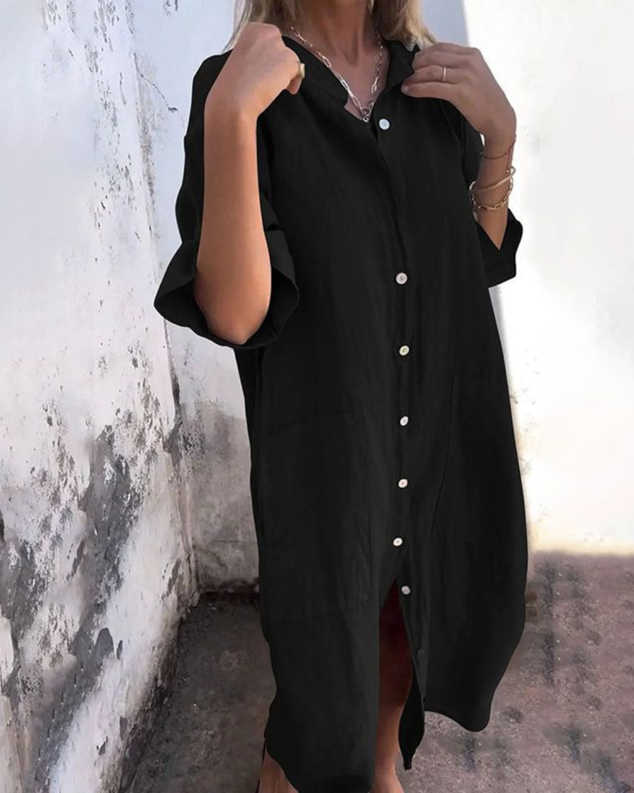 Sara™ | Ibiza Stil Casual Skjortekjole