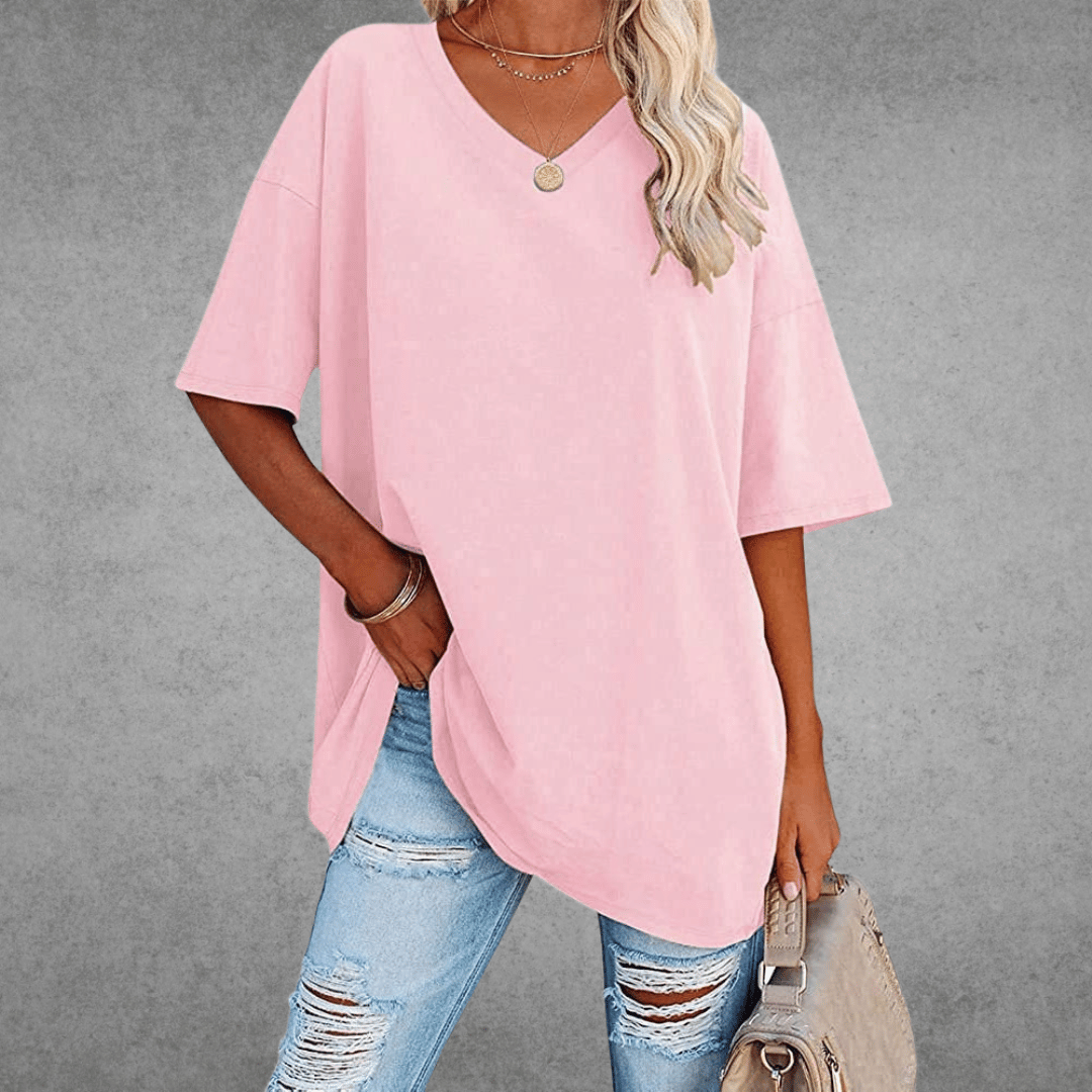 Sara™ | Stilfuld Oversized V-Neck T-shirt