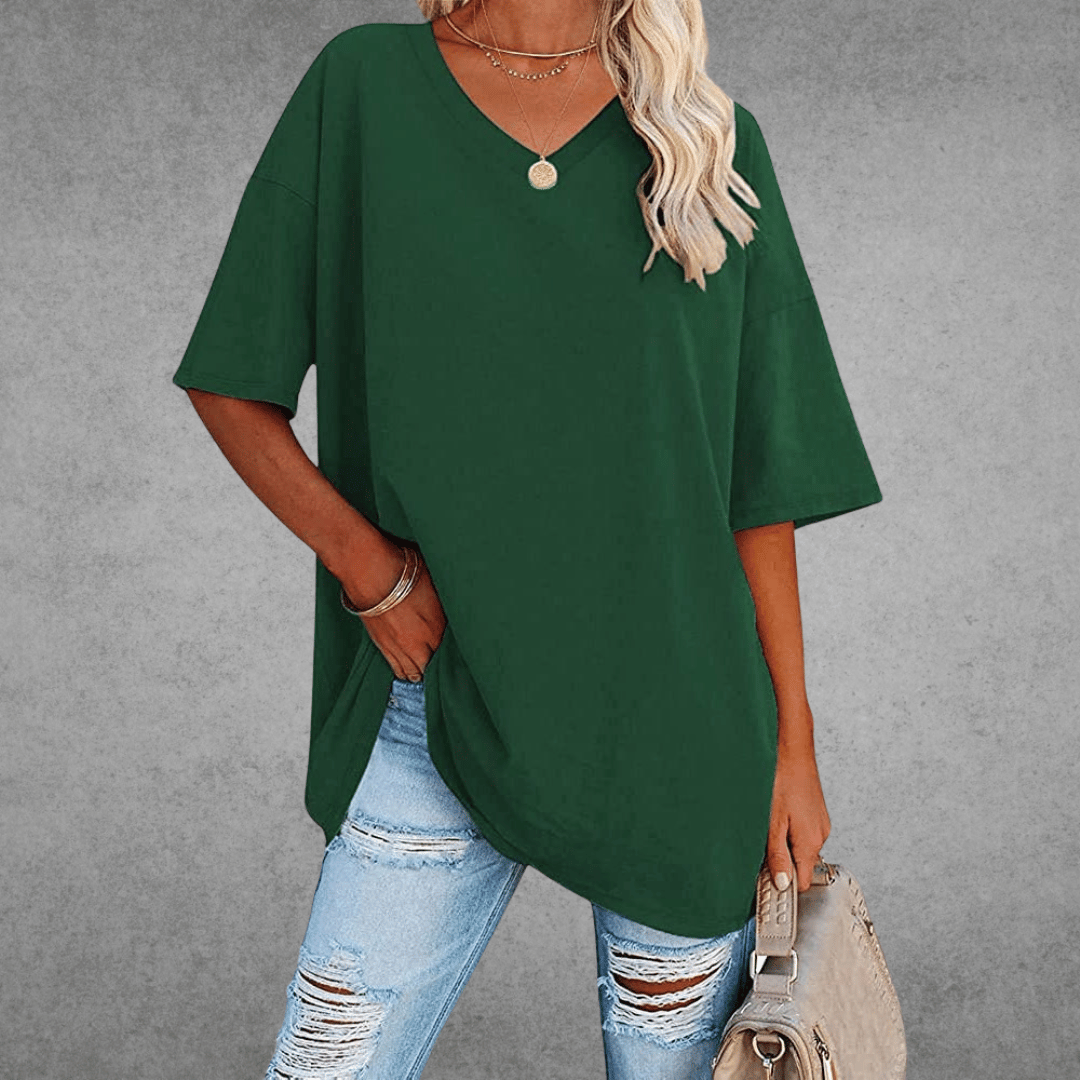 Sara™ | Stilfuld Oversized V-Neck T-shirt