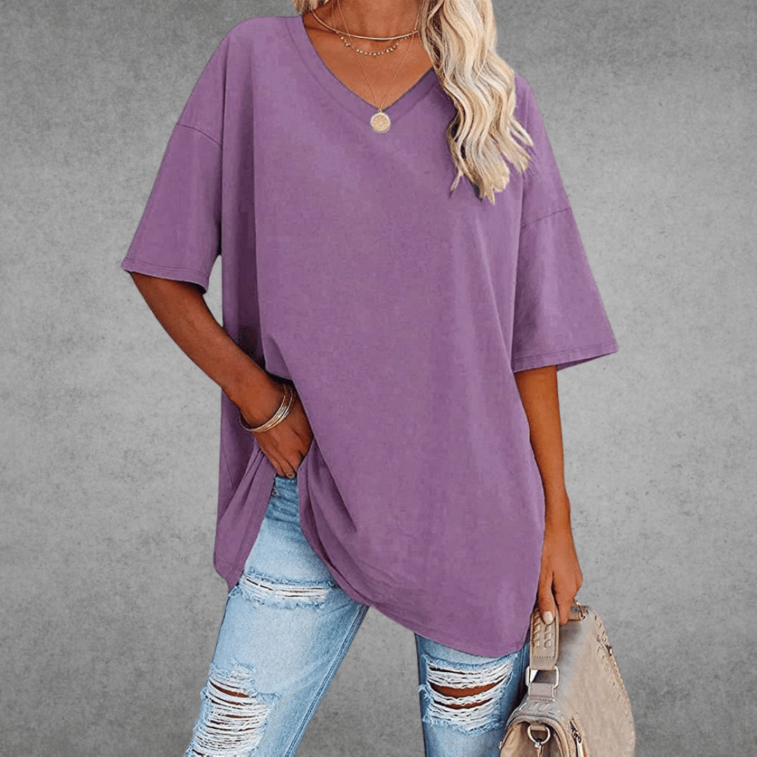 Sara™ | Stilfuld Oversized V-Neck T-shirt