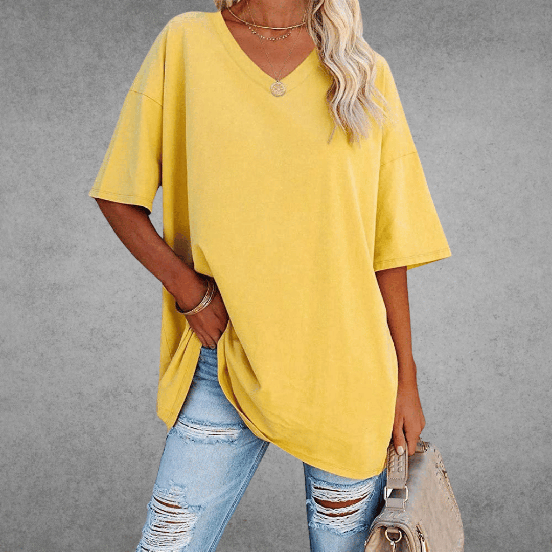 Sara™ | Stilfuld Oversized V-Neck T-shirt