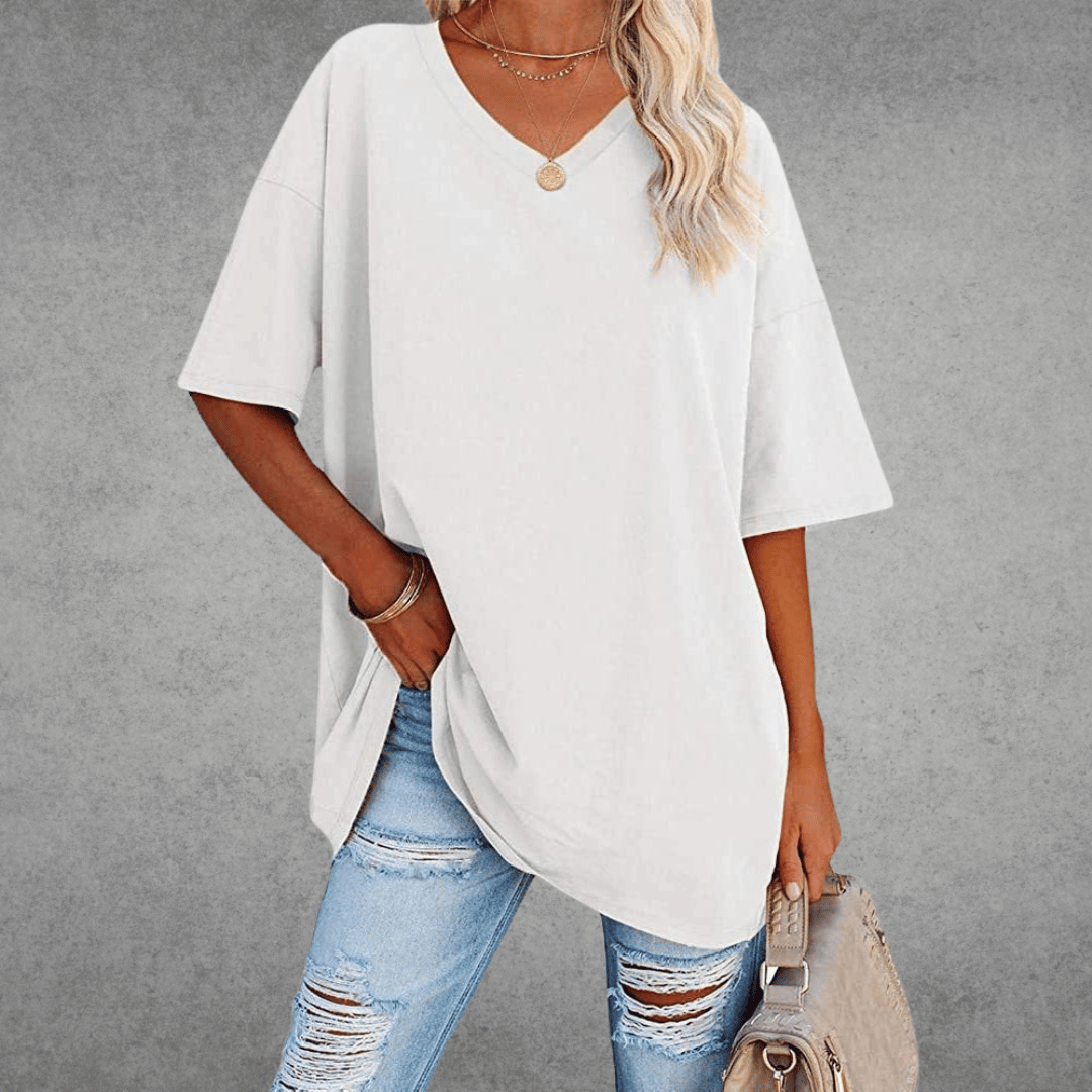 Sara™ | Stilfuld Oversized V-Neck T-shirt