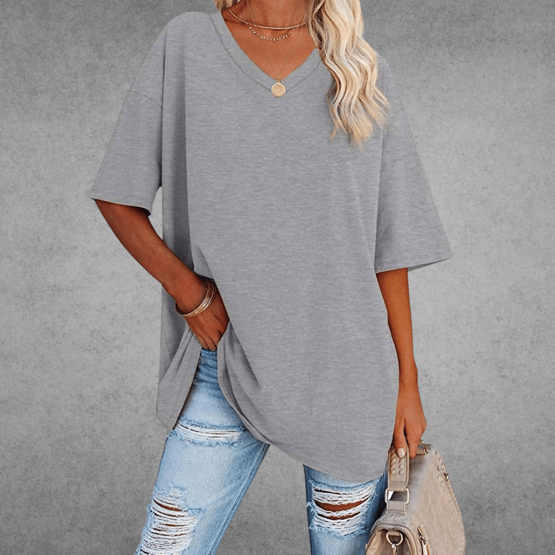 Sara™ | Stilfuld Oversized V-Neck T-shirt