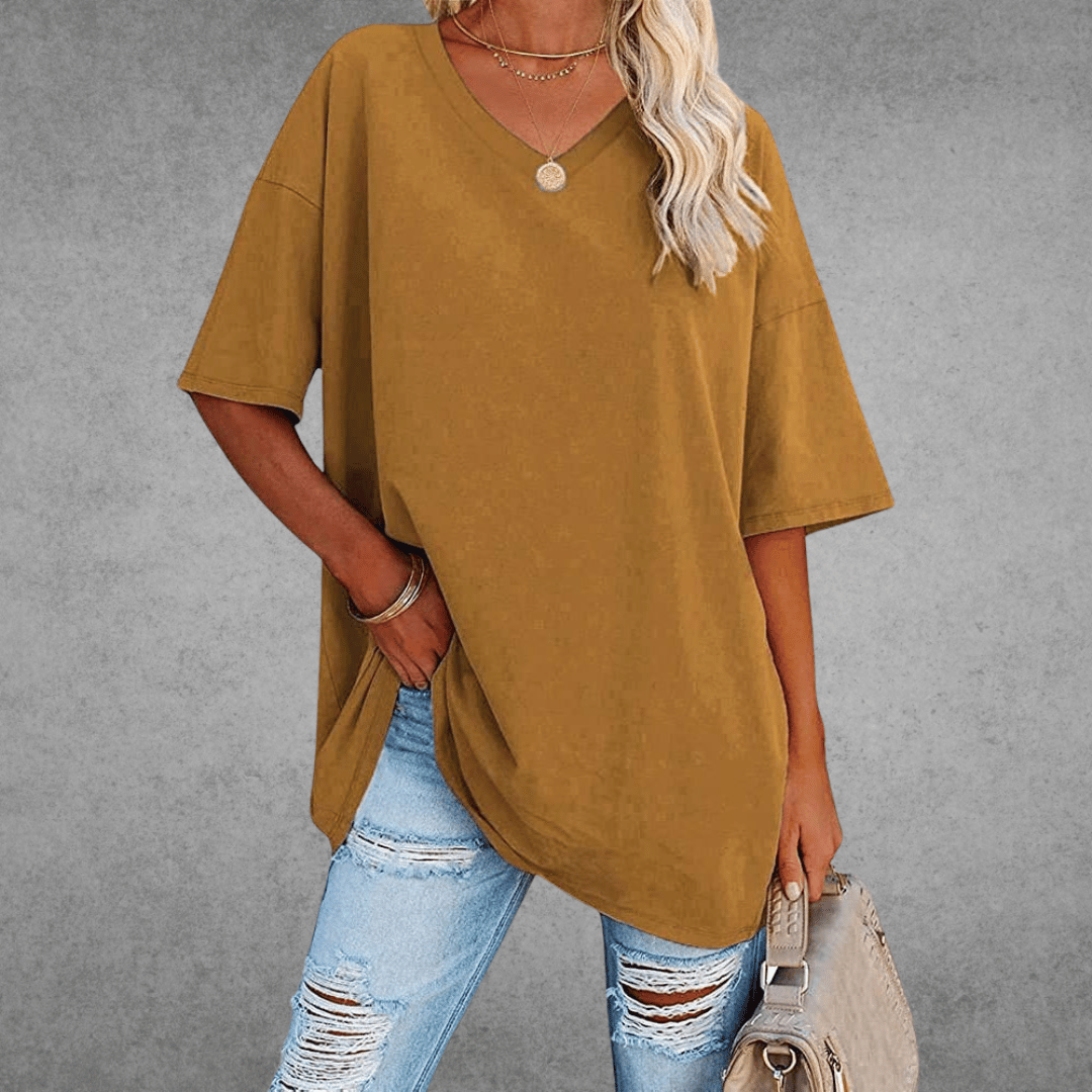 Sara™ | Stilfuld Oversized V-Neck T-shirt