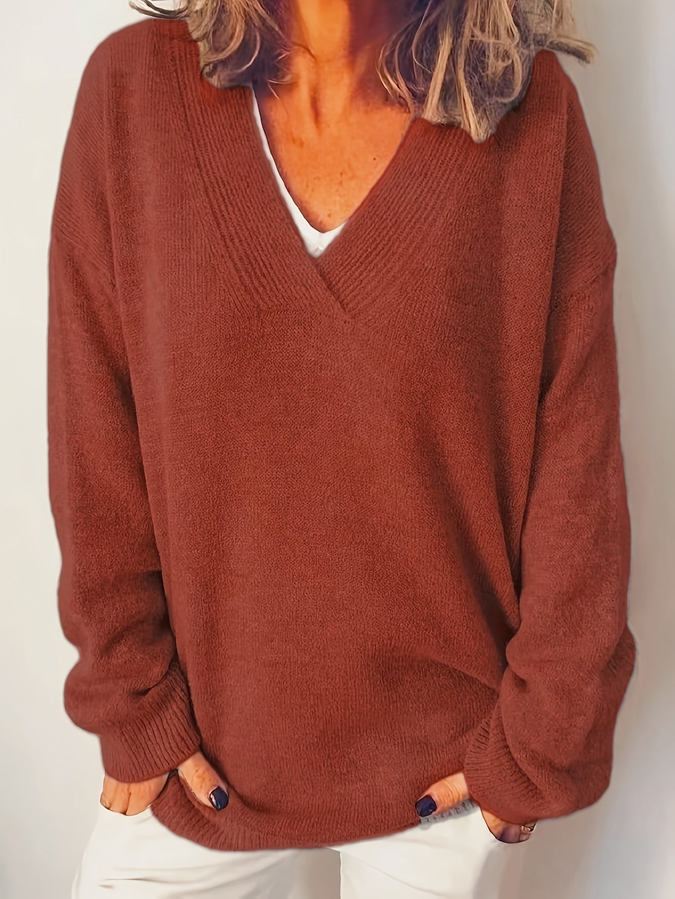 Sara™ | Blød og Tidløs V-Hals Sweater