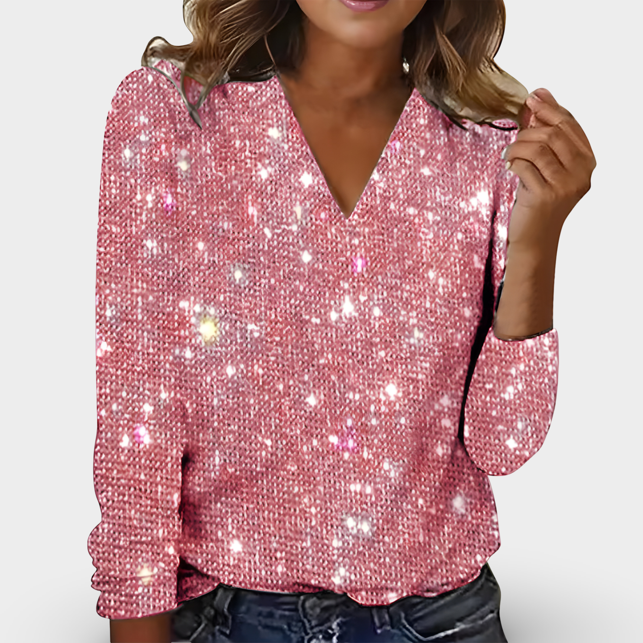 Sara™ | V-hals Diamant Bluse