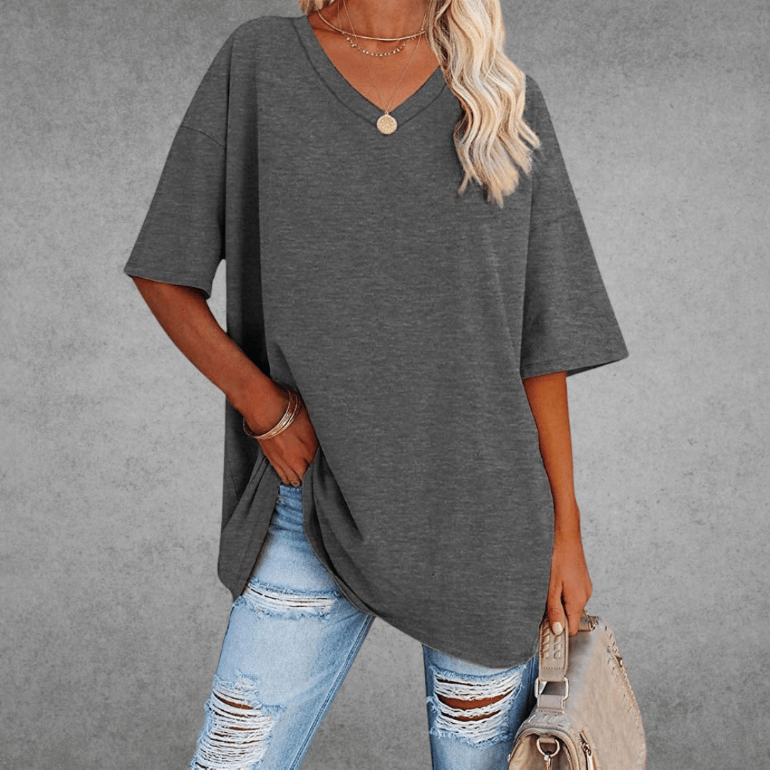 Sara™ | Stilfuld Oversized V-Neck T-shirt