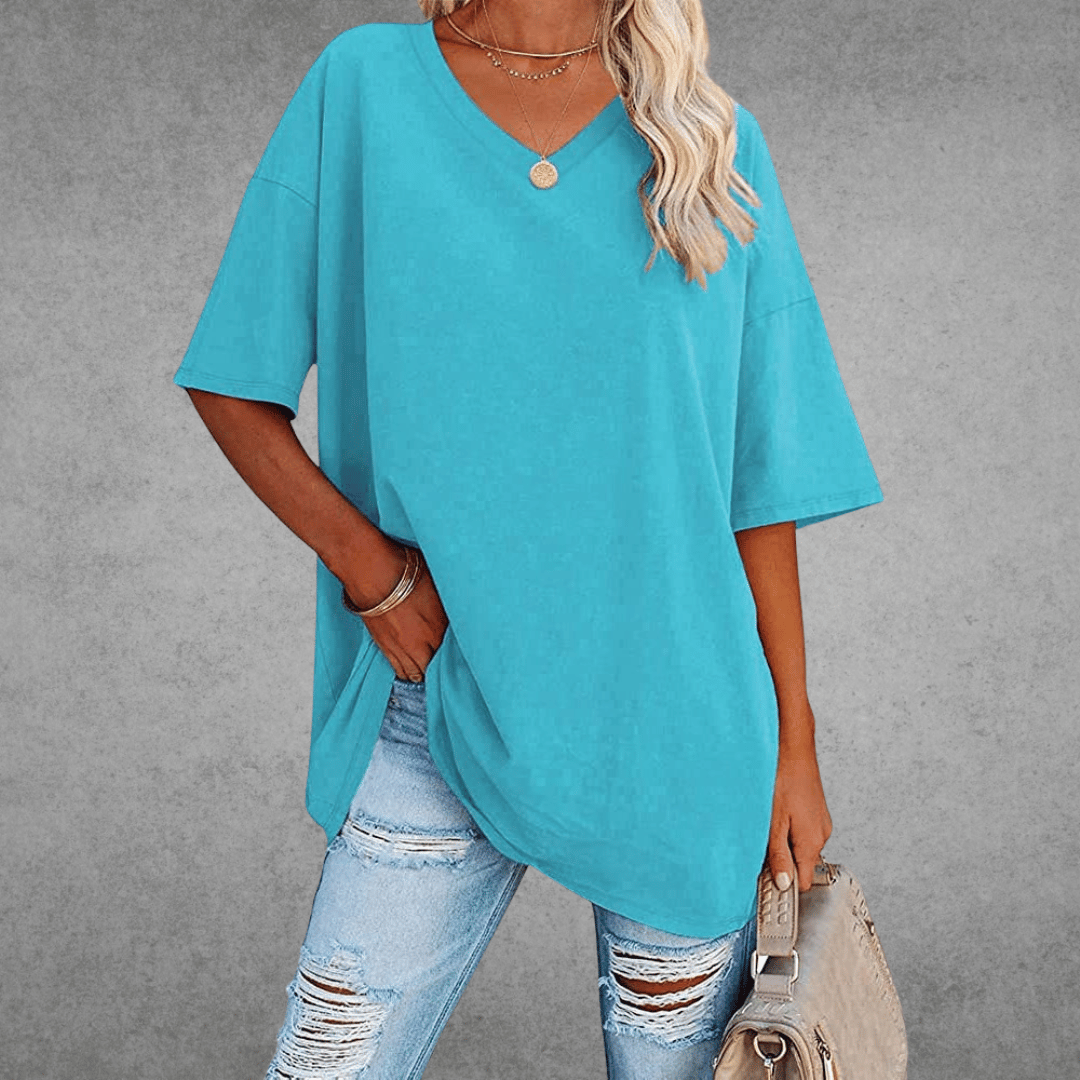 Sara™ | Stilfuld Oversized V-Neck T-shirt