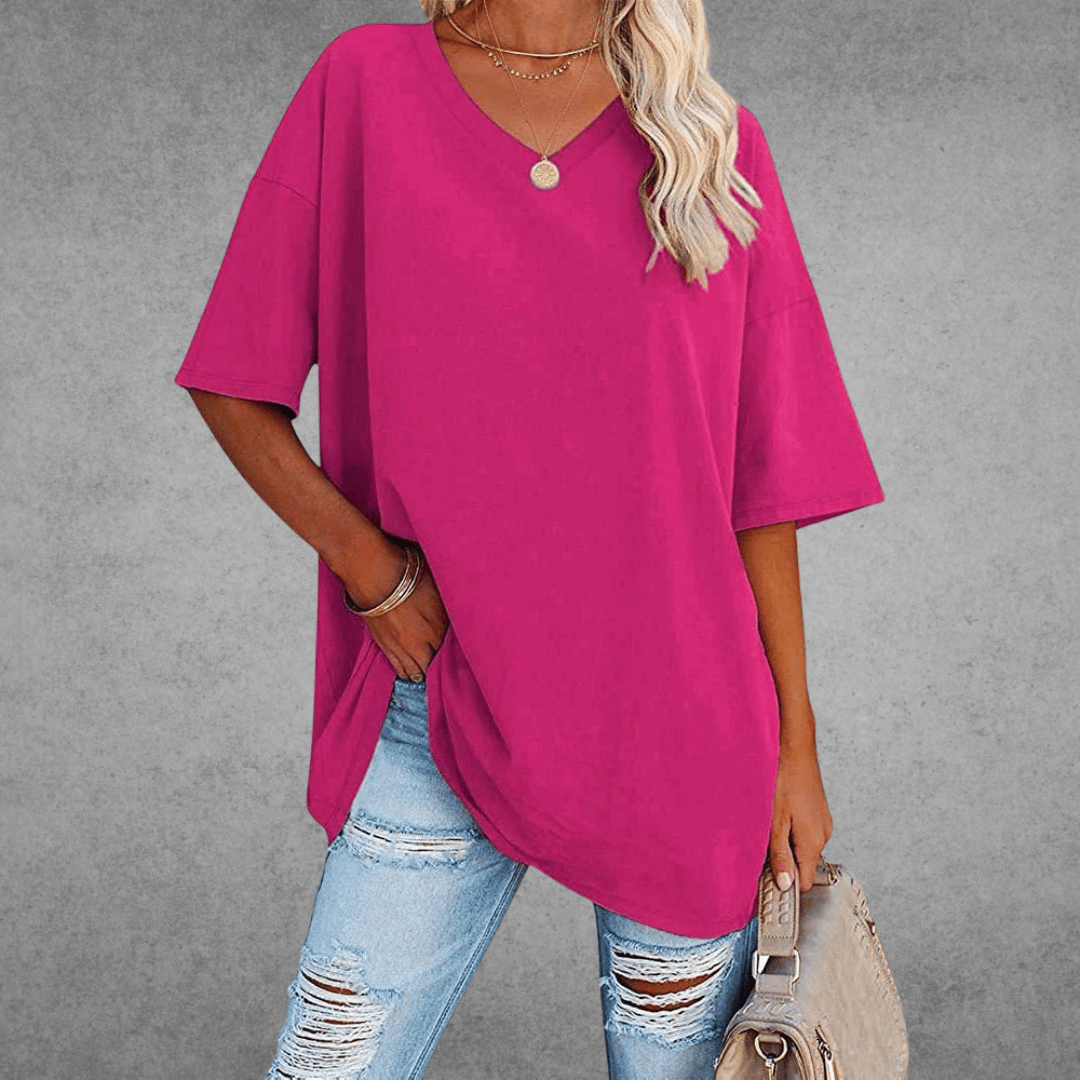 Sara™ | Stilfuld Oversized V-Neck T-shirt