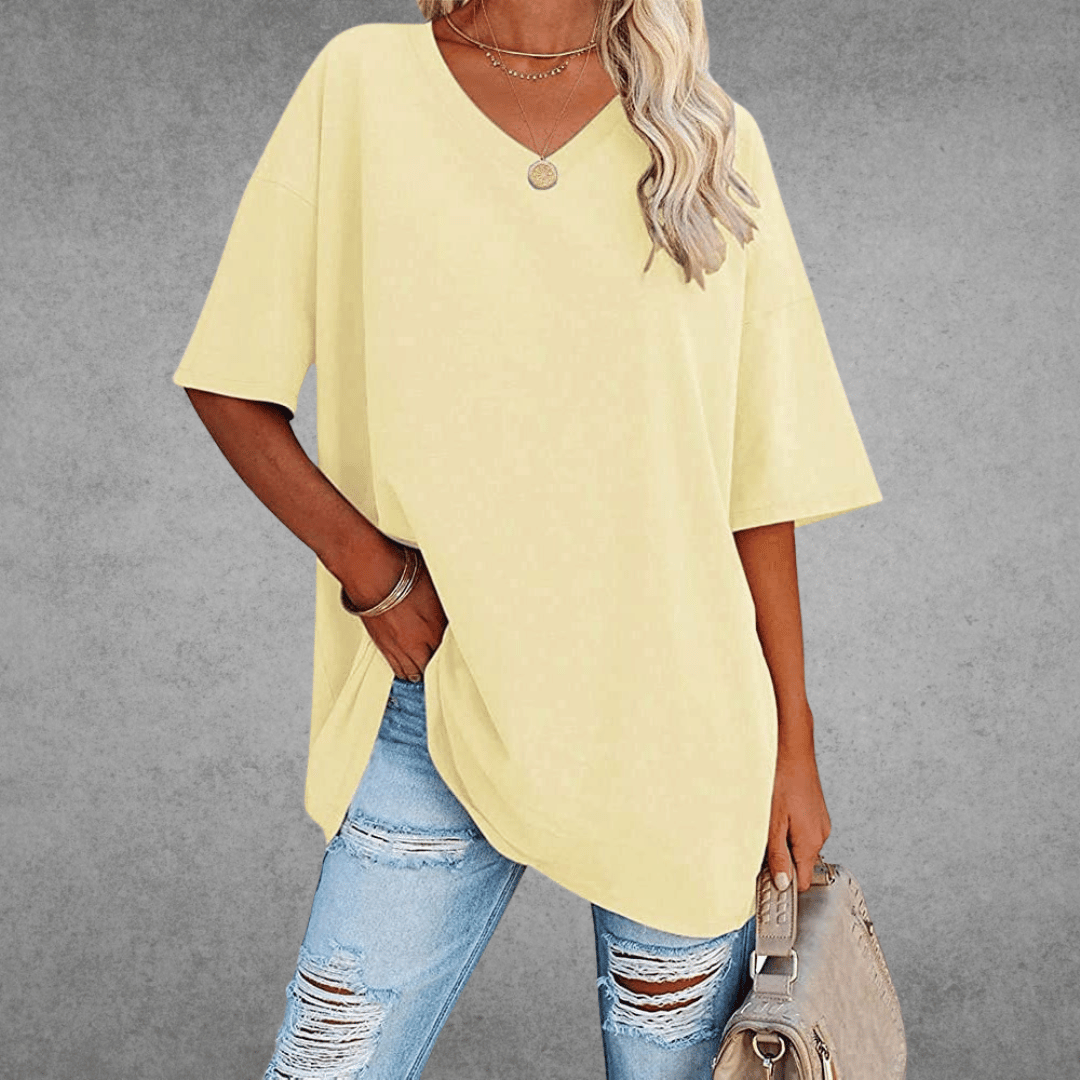 Sara™ | Stilfuld Oversized V-Neck T-shirt