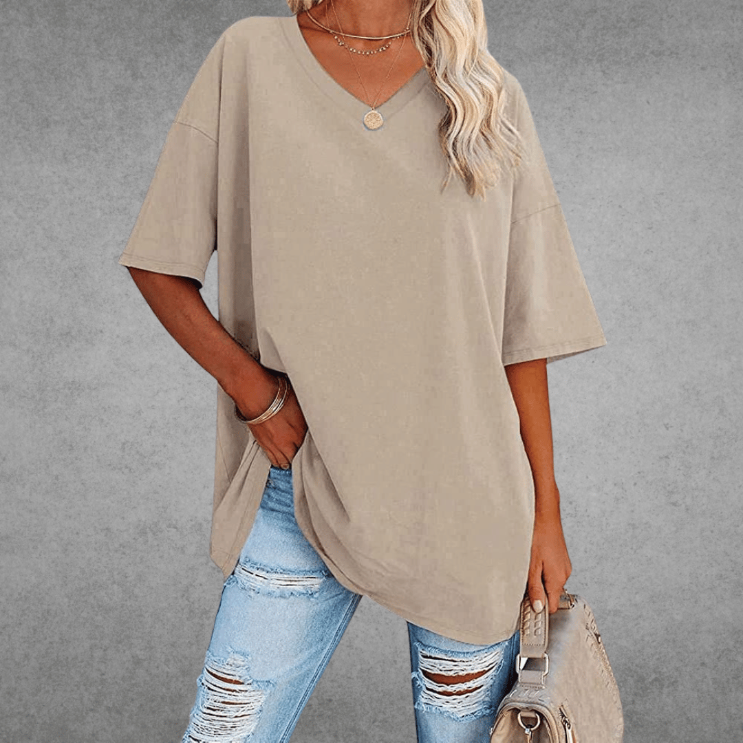 Sara™ | Stilfuld Oversized V-Neck T-shirt