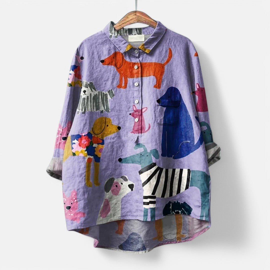 Sara™  | Bluse Med Kunstneriske Print