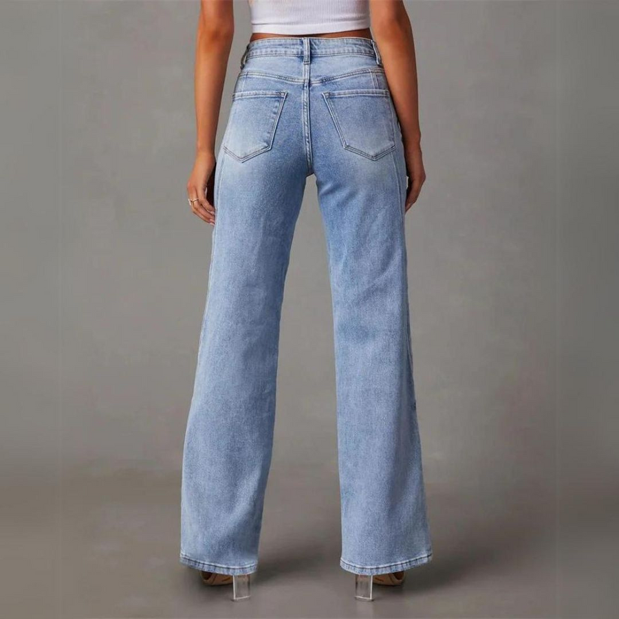 Sara™ | Stilfulde Højtaljede Wide-Leg Jeans