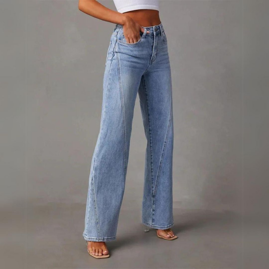Sara™ | Stilfulde Højtaljede Wide-Leg Jeans