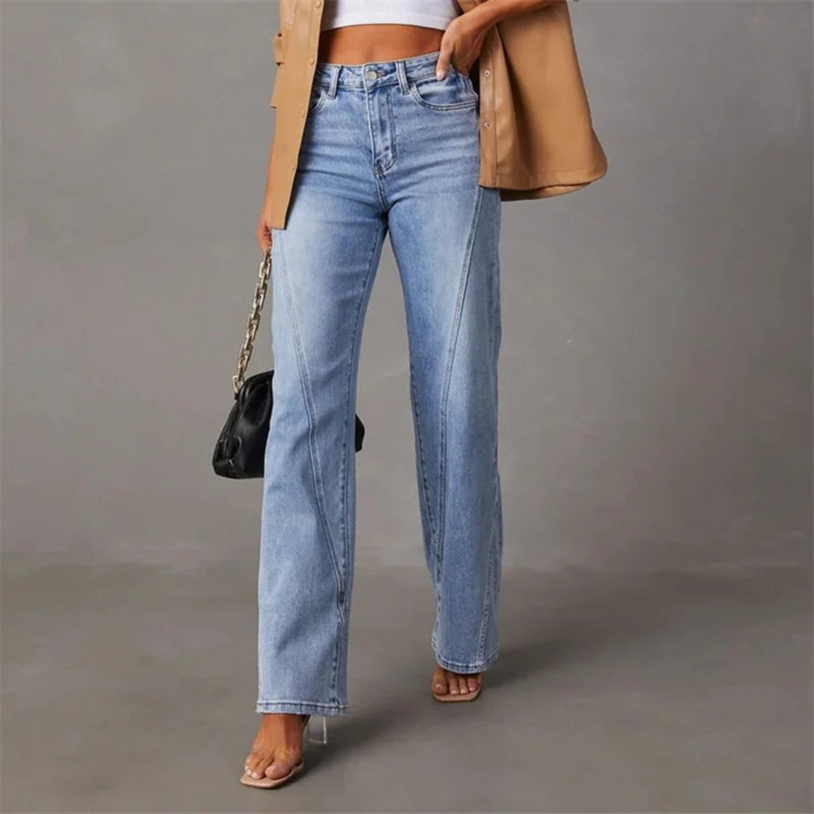 Sara™ | Stilfulde Højtaljede Wide-Leg Jeans