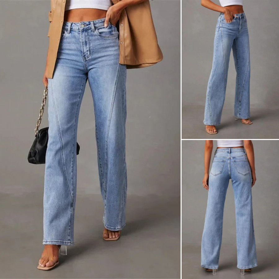 Sara™ | Stilfulde Højtaljede Wide-Leg Jeans