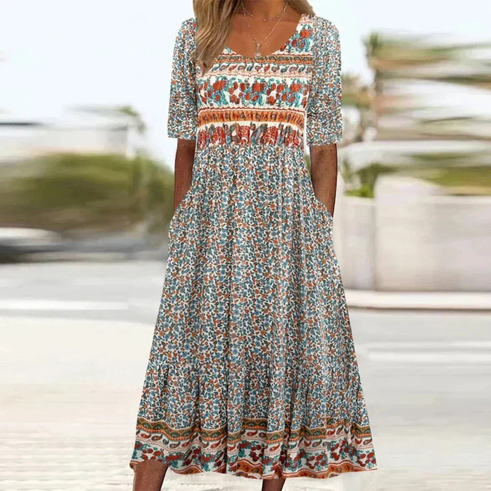 Sara™ | Plus-size Blomstret Maxi Kjole