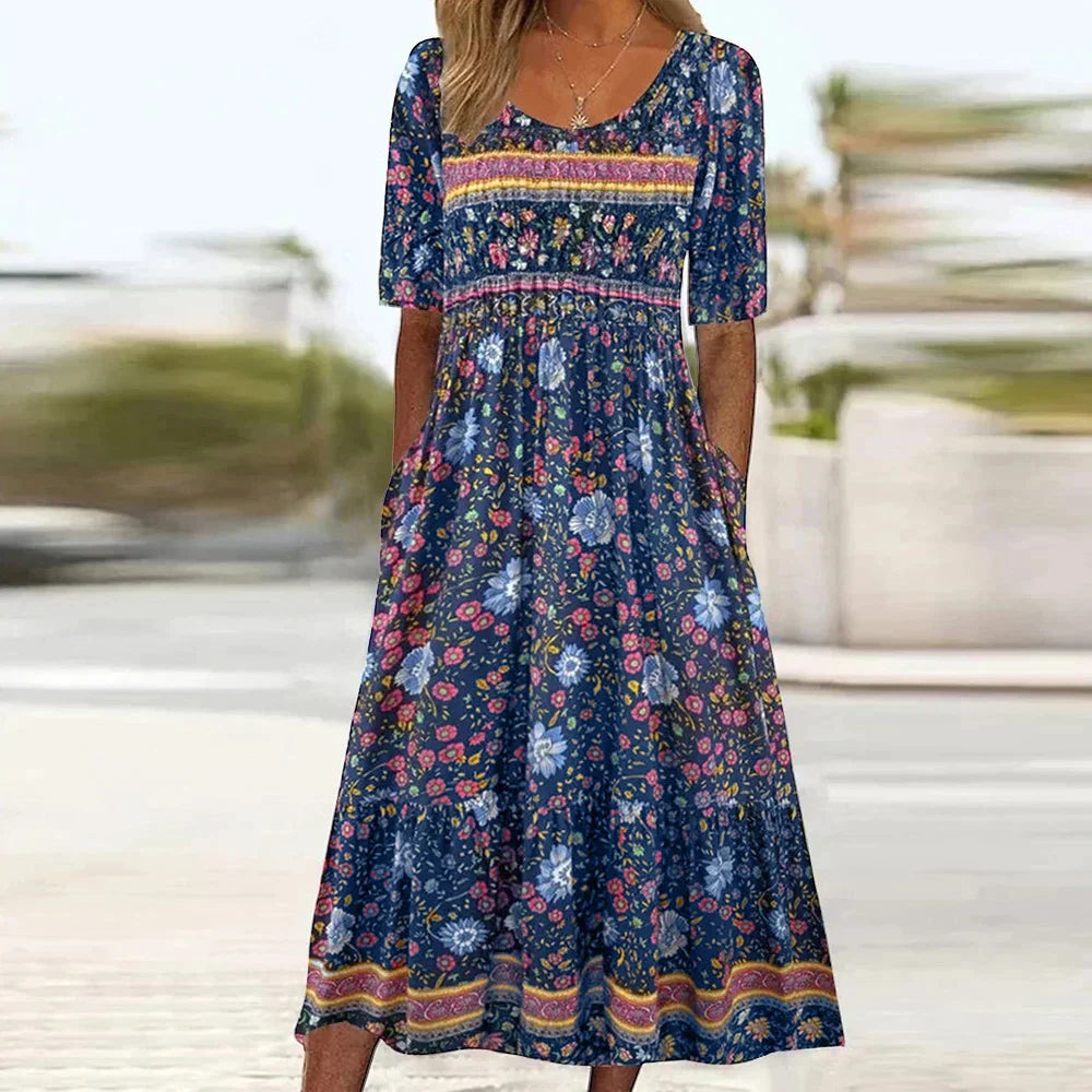 Sara™ | Plus-size Blomstret Maxi Kjole