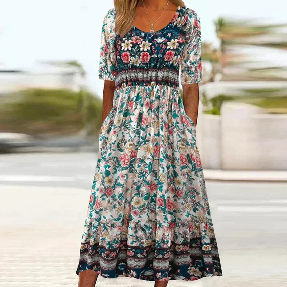 Sara™ | Plus-size Blomstret Maxi Kjole