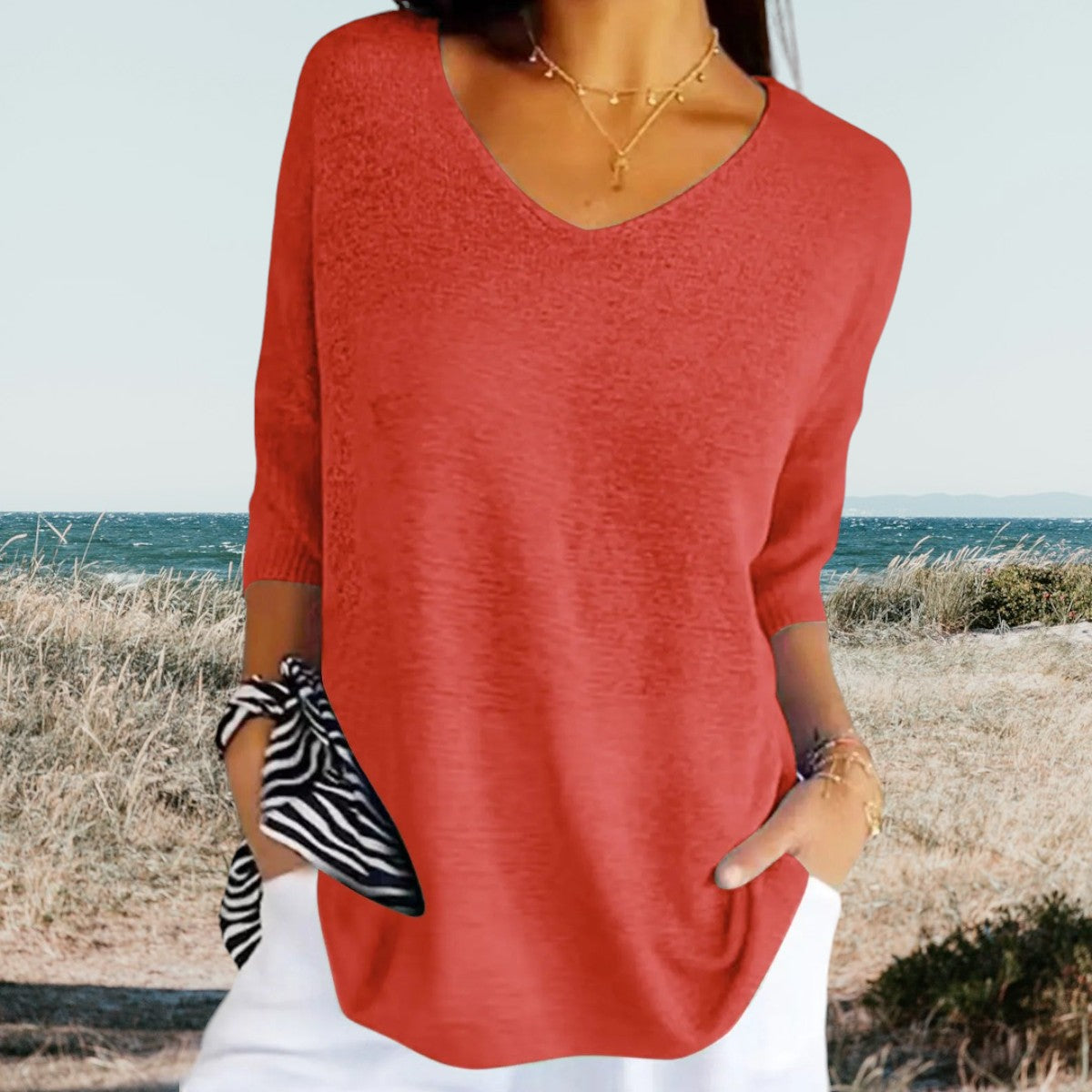 Sara™ | Stilfuld V-Hals Casual Top