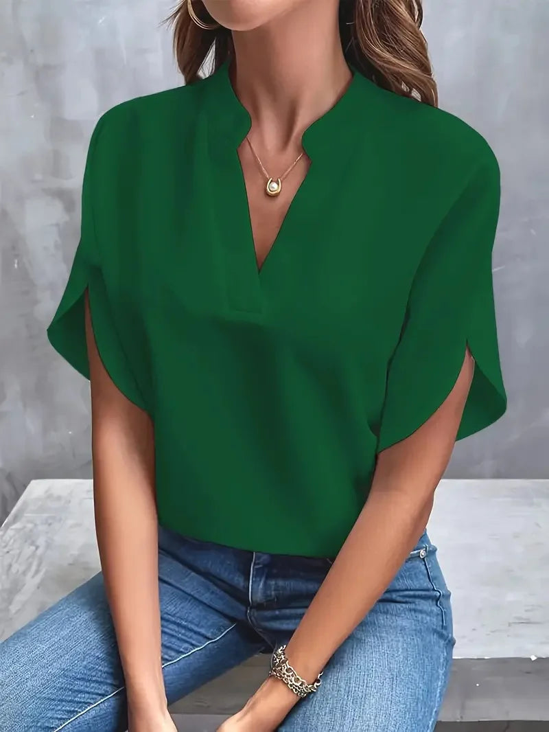 Sara™ | Stilfuld V-Hals Flydende Bluse