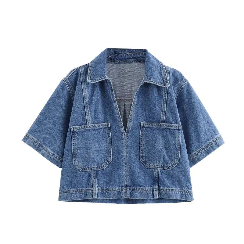 Sara® | V-hals Denim Sæt