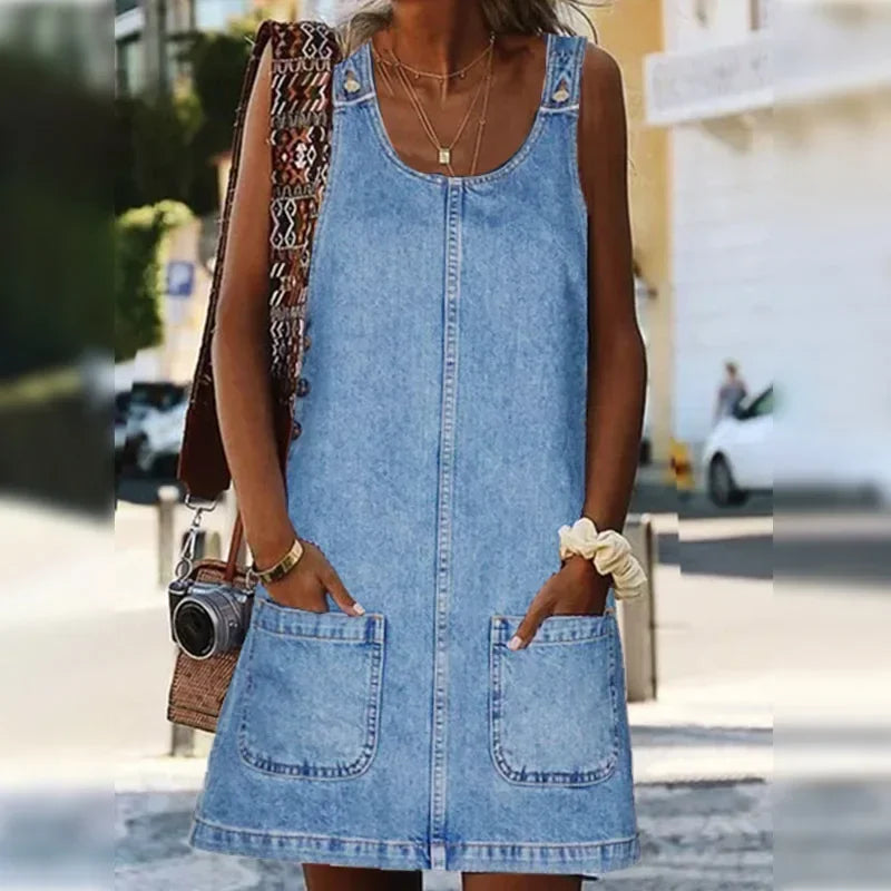 Sara™ | Praktisk og Let Denim Sommerkjole