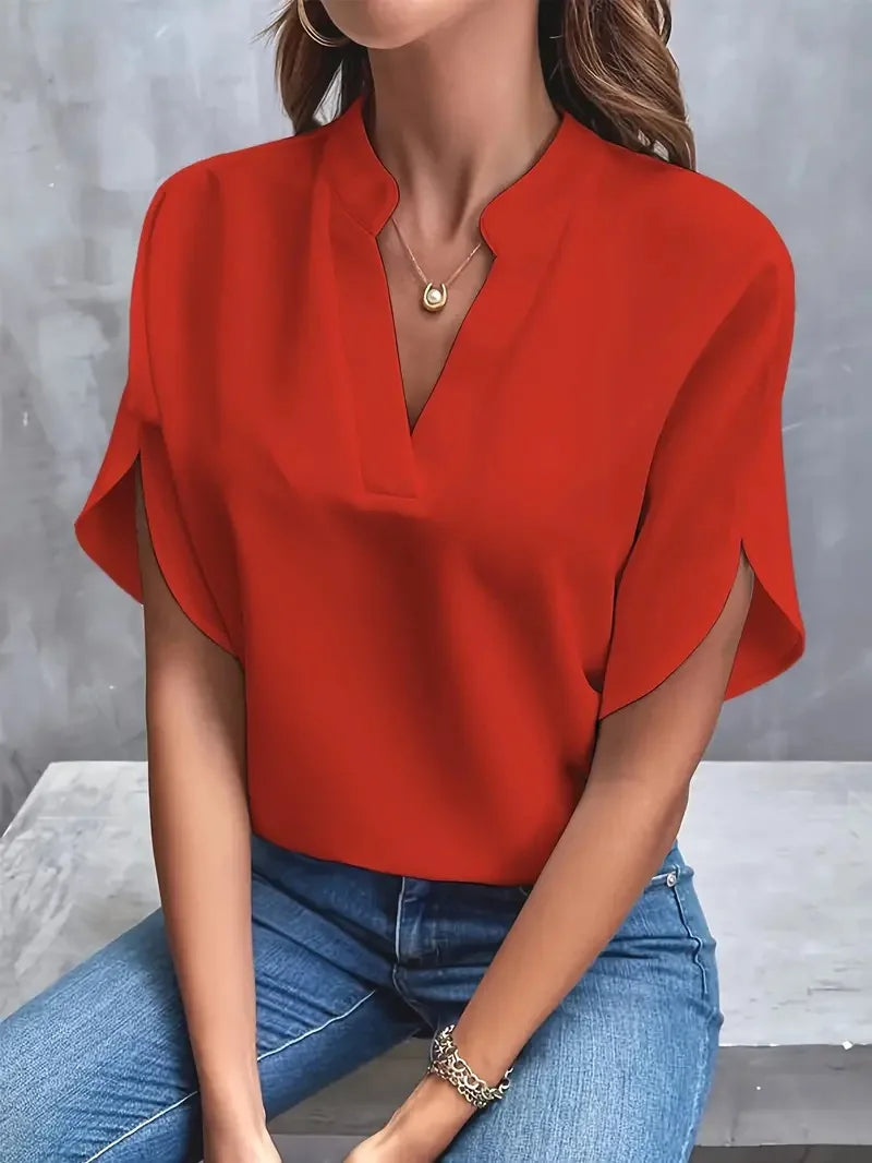 Sara™ | Stilfuld V-Hals Flydende Bluse