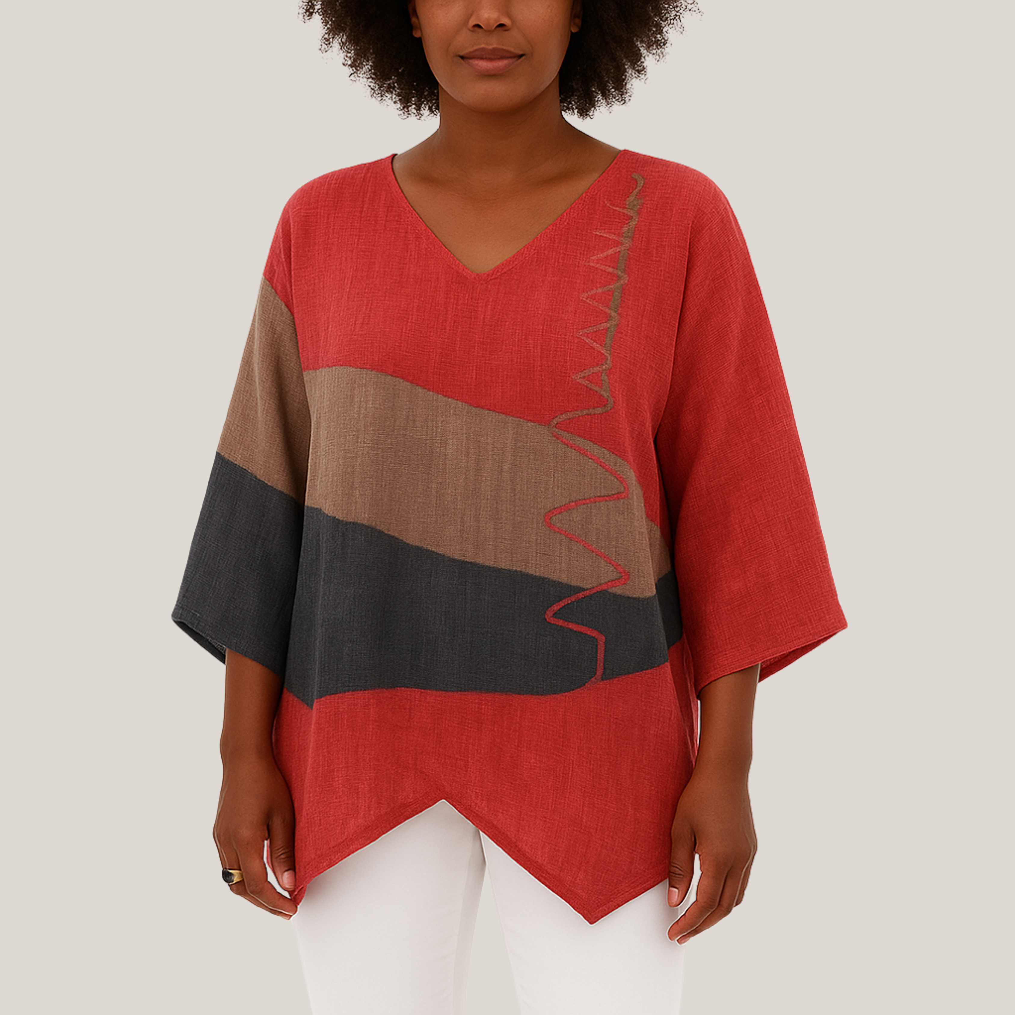 Sara™ | Stilfuld V-hals Color Block Top