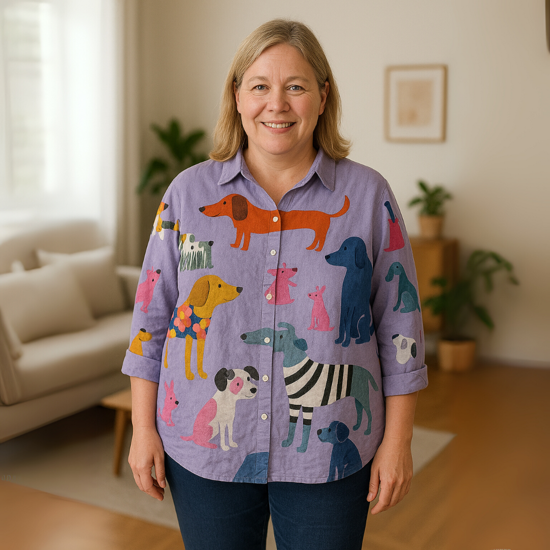 Sara™  | Bluse Med Kunstneriske Print