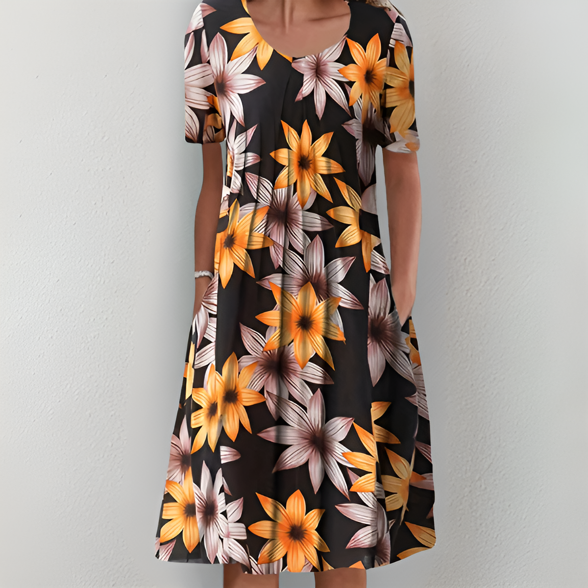 Sara™ | Blomstret Midikjole