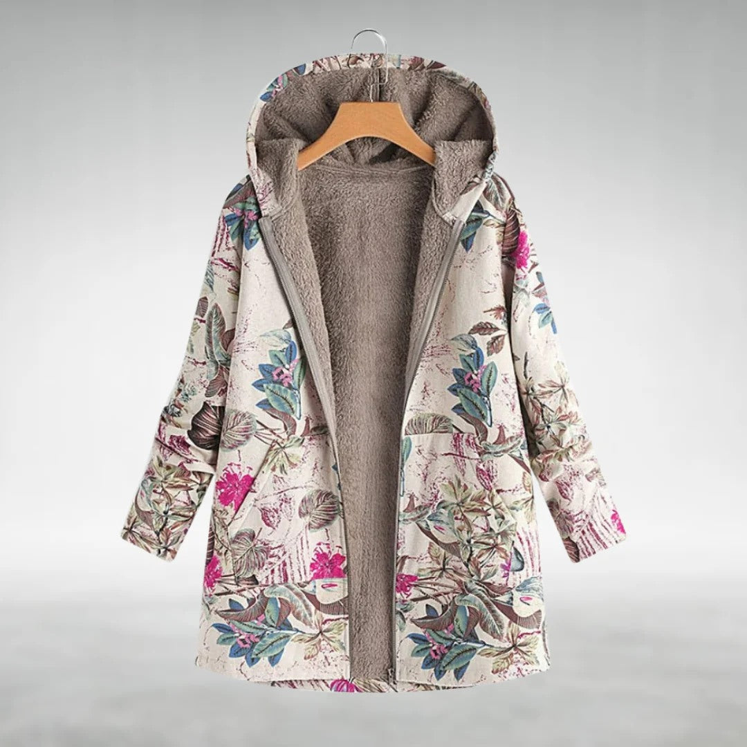 Sara™ | Stilfuld Blomstret Fleecejakke