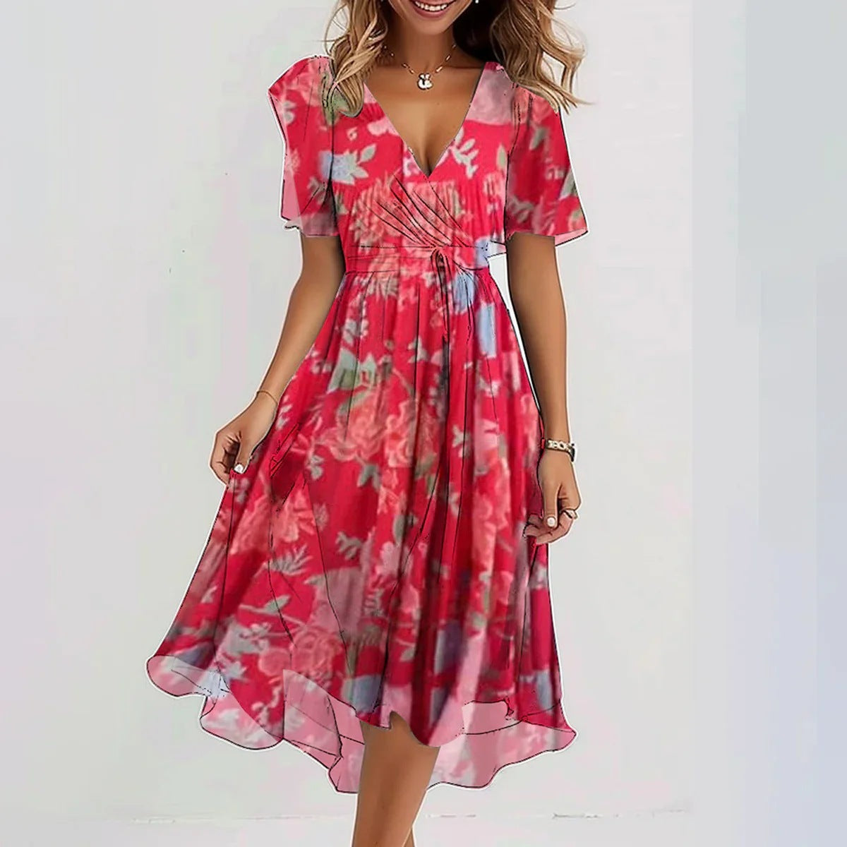 Sara™ | Stilfuld Midi Kjole