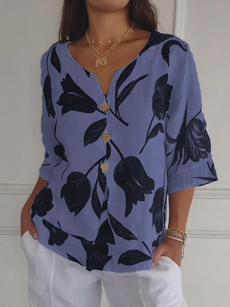 Sara™ | Bluse Skjorte Med Blomstermønster