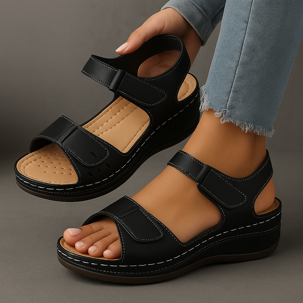 Sara™ ortopædiske sandaler med kilehæl