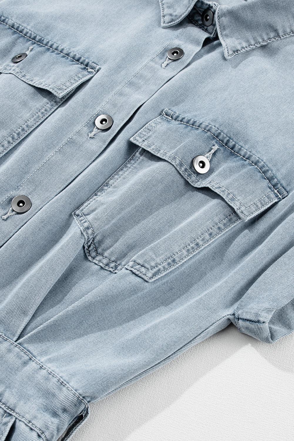 Sara® | Elegant Denimkjole med Korte Flagermusærmer