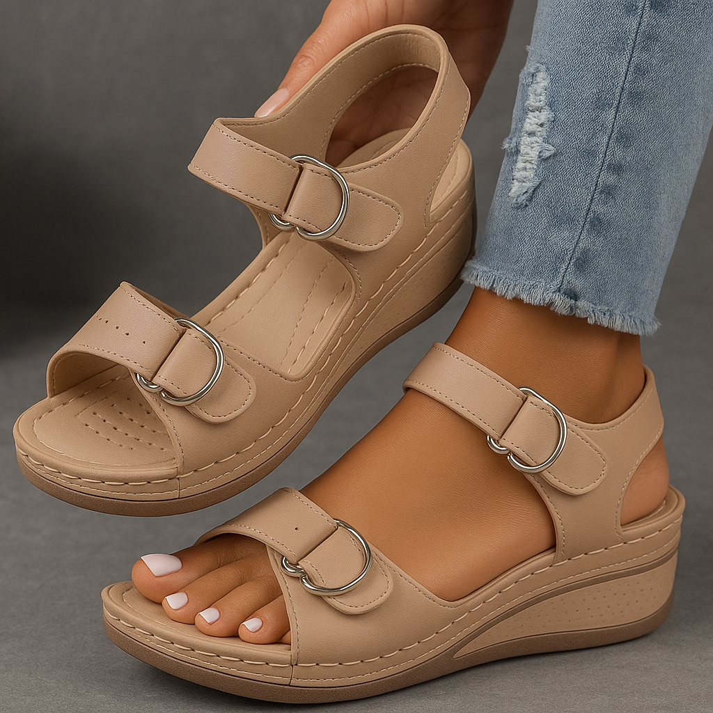 Sara™ ortopædiske sandaler med kilehæl