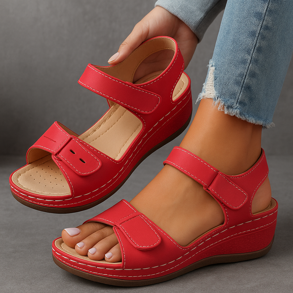 Sara™ ortopædiske sandaler med kilehæl