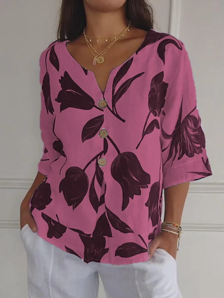 Sara™ | Bluse Skjorte Med Blomstermønster