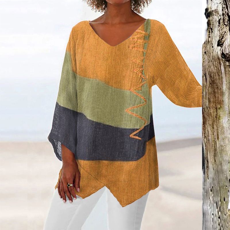 Sara™ | Stilfuld V-hals Color Block Top