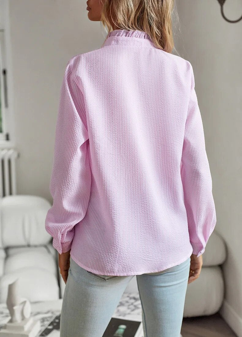 Sara™ | Stilfuld Flæset Knapbluse