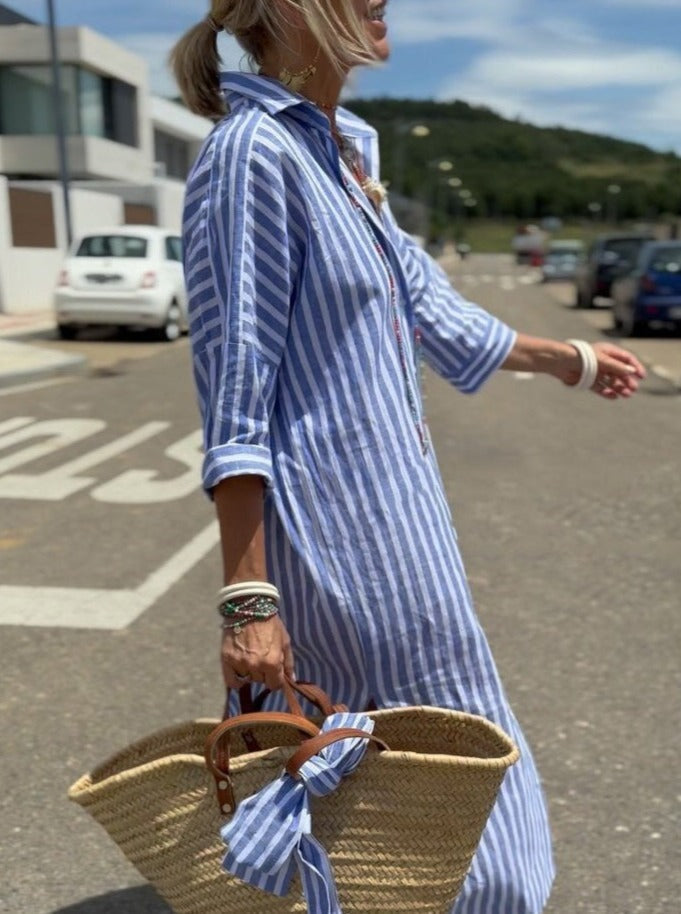 Sara™ | Klassisk stribet skjortekjole