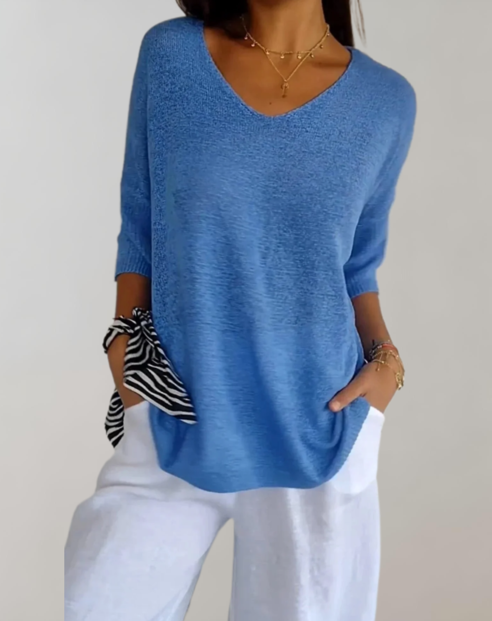 Sara™ | Luksuriøs V-Hals Strik Top